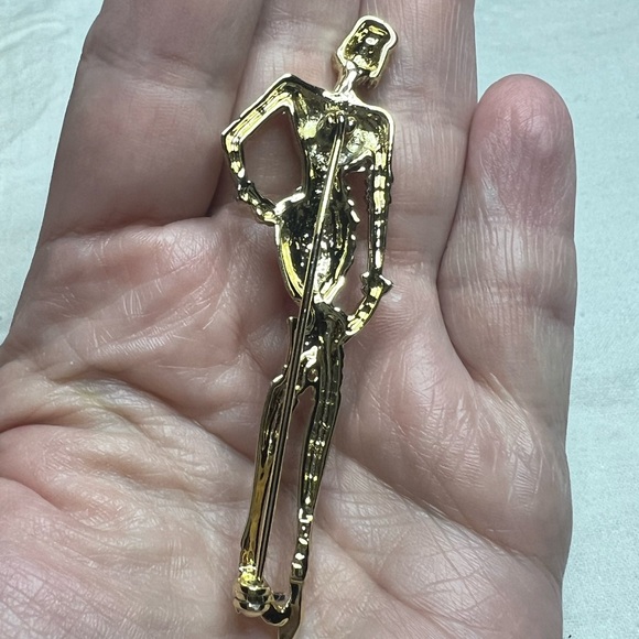 Vintage AJC? Art Deco Classy Lady Gold Tone Brooch Pin. Unsigned - Picture 6 of 8